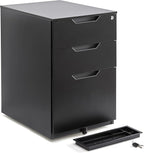 Amazon Basics 3-Drawer Mobile File Cabinet with Lock, Rolling Filing Cabinet for Hanging Files, Black, 20.71" D x 15.51" W x 24.29" H | With Lock, 3 Drawer