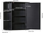 Iwell Bathroom Medicine Cabinet with Mirror, Wall Cabinet with 2 Adjustable Shelves & 6 Open Shelves, Bathroom Cabinet Wall Mounted, Over The Toilet Space Saver Storage Cabinet, Black