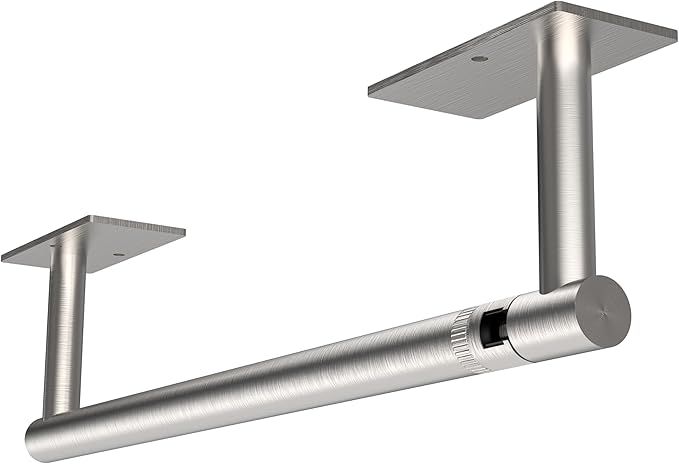RUACQ Paper Towel Holder Under Cabinet, Wall Mounted or Adhesive Stainless Steel Paper Towel Holder,Square Base Paper Towel Rack for Kitchen, RV, Bathroom (Brushed Nickel)