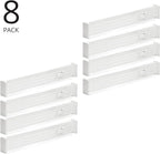 mDesign Expandable Kitchen Drawer Divider with Foam Ends, Adjustable Drawer Dividers with Strong Secure Hold, Dividers Lock in Place to Organize Drawers - Ligne Collection - 8 Pack - White