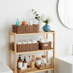 2Pack Toilet Paper Storage Basket, Small Wicker Basket For Toilet Paper Rolls, Waterproof Hand Woven Organizer Baskets Over Tank Topper, Shelf Baskets for Bathroom Countertop (Coffee Brown)