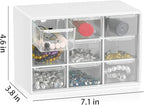 Small Drawer Organizer for Desk, 7.1" x 3. 8" x 4.6" Mini Desktop Drawer Organizer with 9 Clear Drawers, Plastic Desktop Craft Storage Box for Desk Office School Home (White)