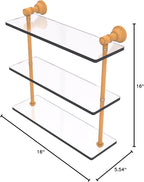 Allied Brass CL-5-16-GLY Carolina Collection 16 Inch Triple Glass Shelf, Golden Yellow