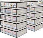 StorageRight Under Bed Storage Bags 10 Pack, 40L Large Clothes & Comforter Storage Containers with Clear Window, Breathable Fabric Organizer for Blankets, Bedding, Seasonal Clothing, White