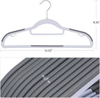 Heavy Duty Hangers 30 Pack, Plastic Clothes Hangers Non-Slip, 0.2'' Slim, 360° Swivel Hook, 16.5 Inches Wide, Thin Space Saving Hangers for Suit, Shirt & Pants, Light and Dark Gray