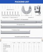 Closet Rods for Hanging Clothes, 17 to 39 Inches Stepless Adjustable Metal Closet Rod, 1.3 Inches Heavy Duty Clothes Hanging Rod for Closet Wardrobes Laundry RV, Silver