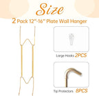 Bilillo 2 Pack Plate Hangers for The Wall, Suitable for 12-16 inch Decorative Plate, Stainless Steel Invisible Heavy Duty Wire Plate Holder with Wall Hooks, Plate Hangers for Displaying Plates