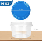 Freezer Containers with Twist Top Lids, Heavy Duty Round Airtight Food Storage Container for Fruit,Deli,Leftovers,Soup,Overnight Oats, BPA Free Stackable Freezer Storage Containers [16 Pack-16 oz]