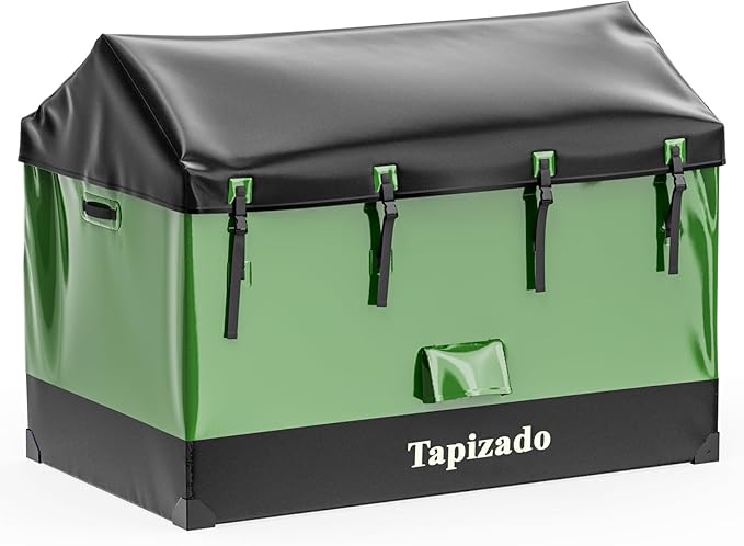 310 Gallon Extra Large Deck Boxes, 1170L Capacity Waterproof Outdoor Storage Bin for Patio Furniture Cushions, Pool Accessories, Garden Tools and Christmas Tree, Black & Green