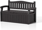 Patiowell 75 Gallon Plastic Storage Bench, Water-Resistant Deck Box for Patio Furniture, Garden Tools, Pool Storage and Outdoor Cushions, Black