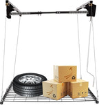Garage Ceiling Storage Racks, 4x4 FT Garage Ceiling Lift Storage Rack, Lifting 79" Height, Minimum Space 6x6 FT for Overhead Garages Storage Lifting Organization System(300LBS, Satin Black)