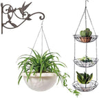 3-Tier Fruit Basket, Vegetable & Produce Storage, Rustic Brown Iron Hanging Kitchen Basket