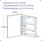 Black Plastic Bathroom Medicine Mirror Cabinet 16 x 22 inch, Surface and Recessed Mount, Beveled Edge Mirror