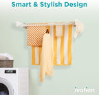 Ivation Retractable Wall Mounted Clothes Drying Rack, 40" Foldable Laundry Drying Rack for Clothing | Collapsible Space-Saving Design & 5 Rods | Easy Installation with Hardware & Wall Template (White)