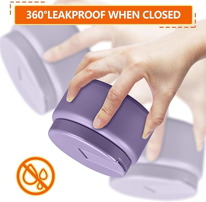 13.5oz Kids Jar for Hot Food, Insulated Vacuum Food Jar with Buckle Lid, Stainless Steel Wide Mouth Leak Proof Insulated Lunch Container for School Picnic Travel,Purple