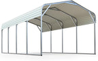 Quictent 12x20 ft Metal Roof Carport Kits Hard Top Garage Heavy Duty Steel Car Canopy, White