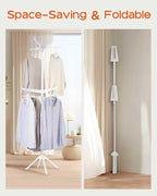 Clothes Drying Rack Foldable, 74.8 inch 2 Tier Laundry Drying Rack with Rotating Clothes Rail for 54 Pieces of Clothes, Space Saving, Indoor, Stainless Steel, White CDR002W11