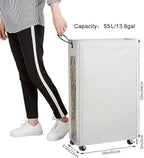 ZERO JET LAG 25 Inches Slim Laundry Storage Hamper - Large Rolling Clothes Hamper - Rolling Storage Bin - Tall Corner Basket - Clear Window Visible - Dirty Laundry Bin - (Beige)