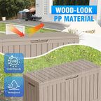 90 Gallon Deck Box,Waterproof Resin Outdoor Storage Box for Patio Furniture,Outdoor Cushions,Garden Tools and Pool Supplies,Weatherproof(Grey,90Gallon)