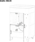 20" Small Bathroom Vanity with Sink and Glass Door, Storage Shelf & Toilet Paper Holder,Solid Wood & MDF Modern Single Bathroom Sink Cabinet with Shelves,Freestanding,White