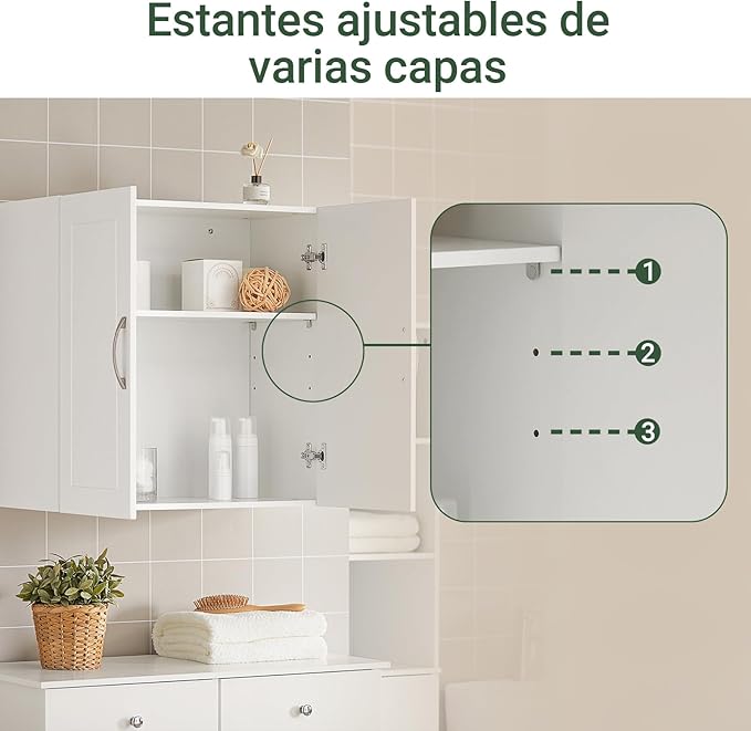 Haotian Wall Cabinet Laundry Room, Medicine Cabinet for Bathroom Kitchen Garage, Wall Storage Cabinet with Adjustable Shelf, White FRG231-W