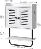 HOOBRO Medicine Cabinet, Double Doors Bathroom Wall Cabinet with Towel Bar, Adjustable Shelf, 2 Hooks, Over The Toilet Storage Cabinet, for Bedroom, Kitchen, White BW46CW01