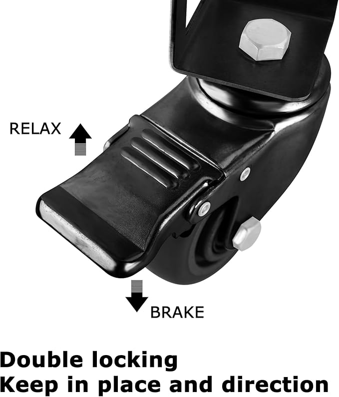 8PCS Storage Rack Caster Wheels,3" Heavy Duty Locking Caster Wheels Warehouse Shelf & Storage Racks Accessories,Fit for Boltless Self Locking Shelving Racks,500LB Capacity(Black)
