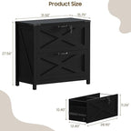 Lateral File Cabinet with 2 Large Drawers, Farmhouse File Cabinet with Lock for Letter/Legal/A4 Size Hanging Files, Wood File Storage Cabinets Printer Stand for Home Office Cabinets, Rustic Black