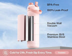 POWCAN 26 oz Insulated Water Bottle with 2-in-1 Straw and Spout Lid, Keep Cold 24H, Leak-Proof, Fits in Car Cup Holder, Stainless Steel Water Bottle for Sports, Travel, Gift, and School (Rosy Bouquet)