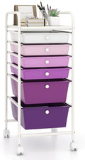 Giantex 6 Storage Drawer Cart Rolling Organizer Cart for Tools Scrapbook Paper Home Office School Multipurpose Mobile Utility Cart, Purple Gradient