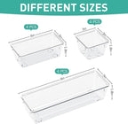 WOWBOX 12 Pack Clear Drawer Organizer Set, Acrylic Drawer Storage Trays, Storage Bins for Makeup, Cosmetics, Jewelries, Utensils, Gadgets, Office