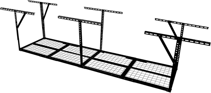2x8FT Overhead Garage Storage Rack, Adjustable Ceiling Mounted Heavy Duty Metal Organization System, 22-40 Inch Height Dropdown, 450lbs Capacity, Black