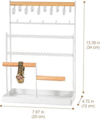 ProCase Jewelry Organizer Stand Necklace Organizer Earring Holder, 6 Tier Jewelry Stand Necklace Holder with 15 Hooks, Jewelry Tower Display Rack Storage Tree for Bracelets Earrings Rings -White