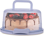 Cake Carrier/Storage Container With Server Clear Dome Cake Transport Container 26x22x12.5cm, Airtight Reusable Cakes Carrier With Handle For Party Travel, Spill-Proof Dustproof Food Storage Box