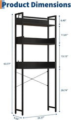 Garvee Over the Toilet Storage Rack 3-Tier Bathroom Organizers and Storage with Shelf and Basket One-Piece Wooden Shelves Open Net Freestanding Space Saver for Bathroom