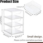 Hipiwe Acrylic Drawer Organizer Qtip Holder for Cotton Pad Cotton Swabs Makeup Storage Drawer with 3 Drawers Clear Desk Drawers Box Bathroom Counter Organizer for Home Office
