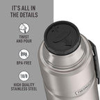 THERMOS Stainless King Vacuum-Insulated Beverage Bottle, 68 Ounce, Matte Steel