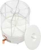 Rice Dispenser, 6 Grid 360° Rotating Cereal Dispenser Rice Container Holder with Lid, Grain Storage Organizer for Kitchen Countertop Dry Food, White, 14.3lbs