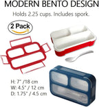 Small Snack Containers for Kids Toddlers - 3 Compartments (Set of 2) - Leak-proof Snack Boxes with Lids - BPA-Free Mini Bento Lunch Box - Ideal for School, Daycare, Holds 2 Cups (Red + Navy Blue)