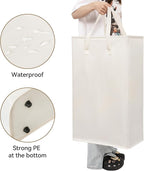 Chrislley 25-Inches Slim Laundry Hamper 60L Narrow Laundry Basket with Handle Foldable Dirty Clothes Portable Skinny Hamper Organizer Storage Bins (Beige)
