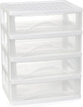 Gonice White Desk 4 Drawer Organizer, Plastic Small Drawer Storage, Desk Storage for Office and Home
