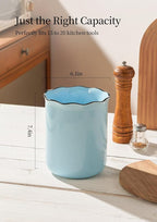 Onniyor Ceramic Kitchen Utensil Holder for Countertop, 7.4 Inch Large Cooking Utensil Crock for Spatulas, Spoons & Tools, Modern Farmhouse Organizer, Multi-Purpose Counter Decor, Easy to Clean, Blue