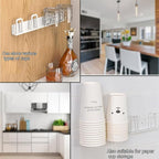 2pcs Cup Holder Wall-Mounted Mug Hook Coffee Cups Holder no Drilling Coffee Mug Rack with 4 Cup Holders Rack for Kitchen/Living Room/Office (White)