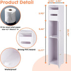 LuiceABC Toilet Paper Holder Stand, Over The Toilet Storage Cabinet for Bathroom, Slim Corner Shelf for Small Space Storage, Small Bathroom Storage Cabinet with Doors - White