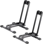 VEVOR Bike Racks 2 Pack, Fits 20 to 27 Inch Mountain & Road Bikes, Alloy Steel Rust-Resistant Bike Floor Stand Rack, Foldable Bicycle Stand for Entryway, Garage, Home Bikes Parking & Storage, Black
