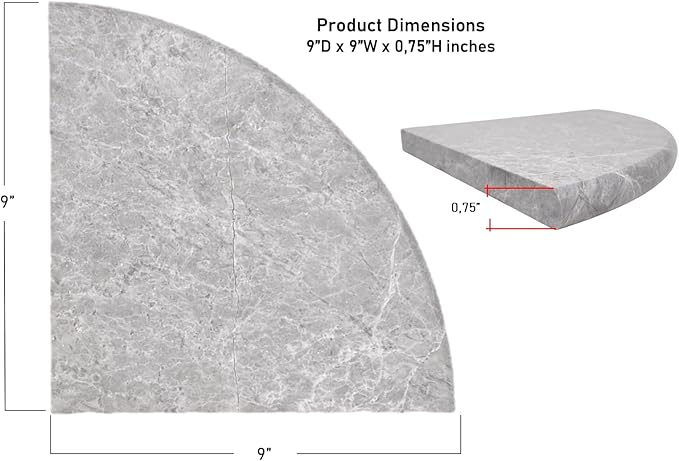 Tenedos Premium Quality Silver Gray Marble Bathroom Corner Shelf Grey Polished 9'' (1)