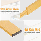 Bamboo Drawer Dividers, Adjustable Kitchen Drawer Organizer for Clothes,17-22" Expandable Drawer Organization Separators for Bedroom,Bathroom,Dresser and Office,4-Pack