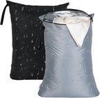OTraki 2Pcs Exlarge Wet Bag 24x32 inch Reusable Waterproof Wet Dry Bag with Zipper Handle Wet Clothes Washable Laundry Bag for Travel Swimsuit Beach Drying do not exceed 176℉ Black & Grey