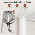 Orimade Rustproof 3 Tier Floor Standing Corner Shower Caddy Organizer with Toothbrush Holder, Large Spacing Floor Shower Shelf Rack Storage Stands with Hooks for Bathroom Kitchen, White