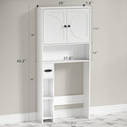 Over The Toilet Storage Cabinet, Farmhouse Wooden Storage Cabinet Over Toilet Bathroom Organizer with Adjustable Shelves Toilet Paper Holder for Bathroom，Laundry Room&Small Space, White